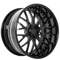 20" Staggered AC Forged Wheels ACF701 Gloss Black Three Piece Rims