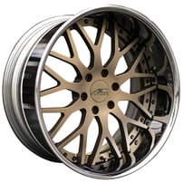 20" Staggered AC Forged Wheels ACF701 Matte Bronze with Chrome Lip Three Piece Rims 
