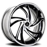 24" Artis Forged Wheels Twister Black Machined with Chrome SS Lip Rims 