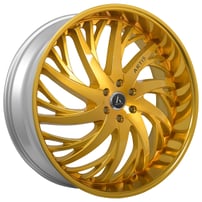 22" Staggered Artis Wheels Decatur Custom Brushed Gold Rims  