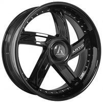 24" Staggered Artis Wheels Vestavia XL Gloss Black Rims
