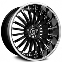 20" Staggered Lexani Forged Wheels LF-Luxury LF-714 Black Face with Chrome Lip Forged Rims 