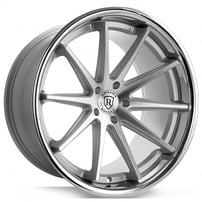 19" Staggered Rohana Wheels RFC10 Machine Silver with Chrome Lip Flow Formed Rims