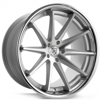 22" Staggered Rohana Wheels RFC10 Machine Silver with Chrome Lip Flow Formed Rims 