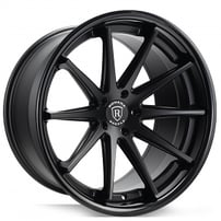 22" Staggered Rohana Wheels RFC10 Matte Black with Gloss Black Lip Flow Formed Rims