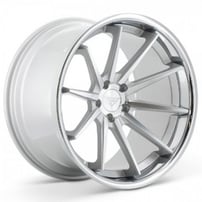 22" Staggered Ferrada Wheels FR4 Silver Machined with Chrome Lip Rims