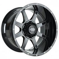 24" Impact Off-Road Wheels 804 Gloss Black with Milled Windows Rims