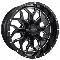 20" Impact Off-Road Wheels 813 Gloss Black with Milled Windows Rims