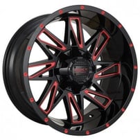 17" Impact Off-Road Wheels 814 Gloss Black with Red Milled Rims