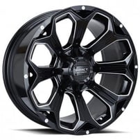22" Impact Off-Road Wheels 817 Gloss Black with Milled Windows Rims