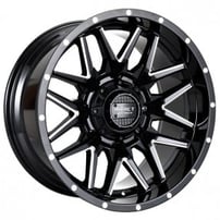 22" Impact Off-Road Wheels 819 Gloss Black with Milled Windows Rims