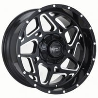 22" Impact Off-Road Wheels 822 Gloss Black with Milled Windows Rims