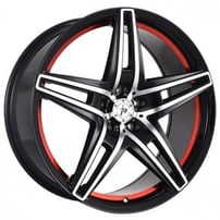 22" Impact Racing Wheels 604 Gloss Black Machined with Undercut Red Clear Coat Rims