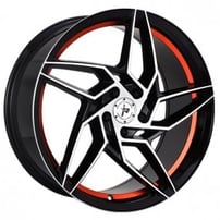 22" Impact Racing Wheels 605 Gloss Black with Machined Face-Undercut-Red Clear Coat Rims