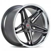 20" Staggered Ferrada Wheels CM1 Matte Graphite with Chrome Lip Rims 