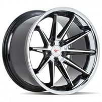 22" Staggered Ferrada Wheels CM2 Machined Black with Chrome Lip Rims