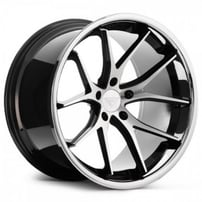 22" Staggered Ferrada Wheels FR2 Black Machined with Chrome Lip Rims