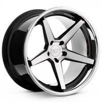 22" Ferrada Wheels FR3 Black Machined with Chrome Lip Rims