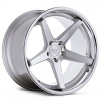 19" Staggered Ferrada Wheels FR3 Silver Machined with Chrome Lip Rims