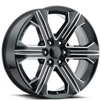 22" GMC Sierra Wheels FR 47 Black Ball Milled OEM Replica Rims