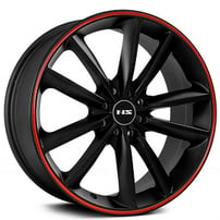 18" NS Wheels Tuner NS9012 Matte Black with Red Stripe Rims 