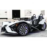 22/24" Staggered Lexani Wheels Shadow Gloss Black with Color Matched White Face Polaris Slingshot / 3-Wheeler Rims   