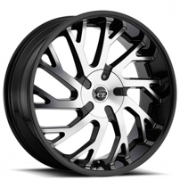 22" VCT Wheels V77 Black Machined Huge Size Lip Rims 