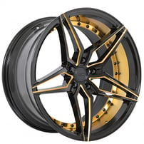 20" Staggered AC Wheels AC01 Gloss Black with Gold Accents Extreme Concave Rims 