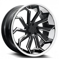 22" Azad Wheels AZ1101 Gloss Black with Chrome SS Lip Rims
