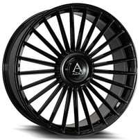 22" Staggered Azad Wheels AZ25 Gloss Black Floating Cap Rims 