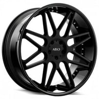 24" Staggered Azad Wheels AZ77 Matte Black Center with Gloss Black Lip Rims