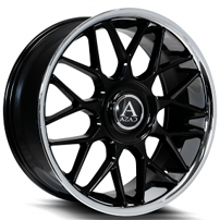 24" Azad Wheels AZV02 Gloss Black with SS Lip XL Cap Rims
