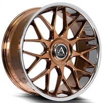 24" Staggered Azad Wheels AZV02 Rose Gold with SS Lip XL Cap Rims