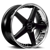 20" Azad Wheels AZ008 Semi Gloss Black with Chrome Lip Rims 