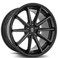 20" Staggered Curva Wheels C24 Gloss Black Milled Rims 