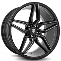 20" Staggered Curva Wheels C25 Gloss Black Milled Rims 