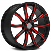 17" Elure Wheels 051 Black with Red Milled Rims