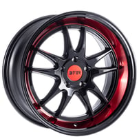 18" F1R Wheels F102 Gloss Black with Red Lip Rims