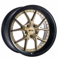 19" Staggered F1R Wheels F105 Gold with Black Lip Rims