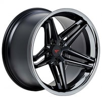 19" Staggered Ferrada Wheels CM1 Custom Matte Black with Chrome Lip Rims