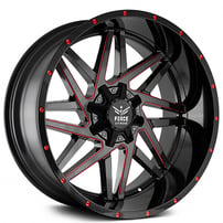 22" Force Off-Road Wheels F01 Black with Red Milled Rims