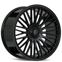 22" Staggered Gianelle Wheels Aria Gloss Black Flow Formed Spindle Cap Rims