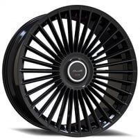 22" Staggered Gianelle Wheels Cabo Gloss Black Floating Cap Rims