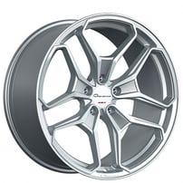 22" Staggered Giovanna Wheels Huraneo Gloss Silver with Machined Face Rims 