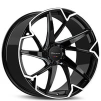 22" Staggered Giovanna Wheels Pistola Gloss Black with Machined Face Rims