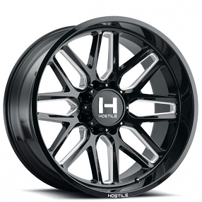 20" Hostile Wheels H120 Vulcan Black Milled Off-Road Rims 