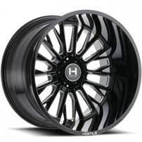 24" Hostile Wheels H114 Fury Gloss Black with Milled Accents Off-Road Rims
