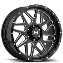 22" Hostile Wheels H108 Sprocket Gloss Black with Milled Accents Off-Road Rims