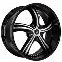 24" Lexani Wheels Cinco Gloss Black Machined Rims 