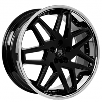 22" Staggered Lexani Wheels Nova Gloss Black with SS Lip Rims